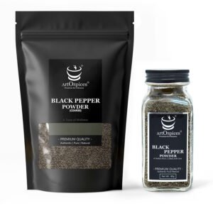 ArtOspices Black Pepper Powder Pouch and Glass Jar