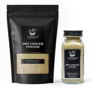 ArtOSpices Dry Ginger Powder Glass Jar and Pouch