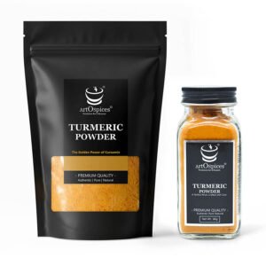 ArtOspices Pure Turmeric powder in galss jar and pouch